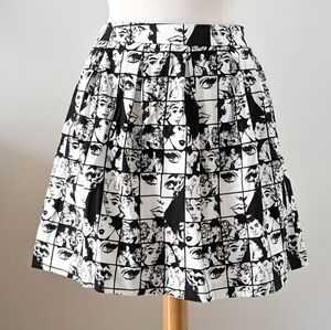 Twik Simons Pop Art skater skirt MEDIUM white and black comic print